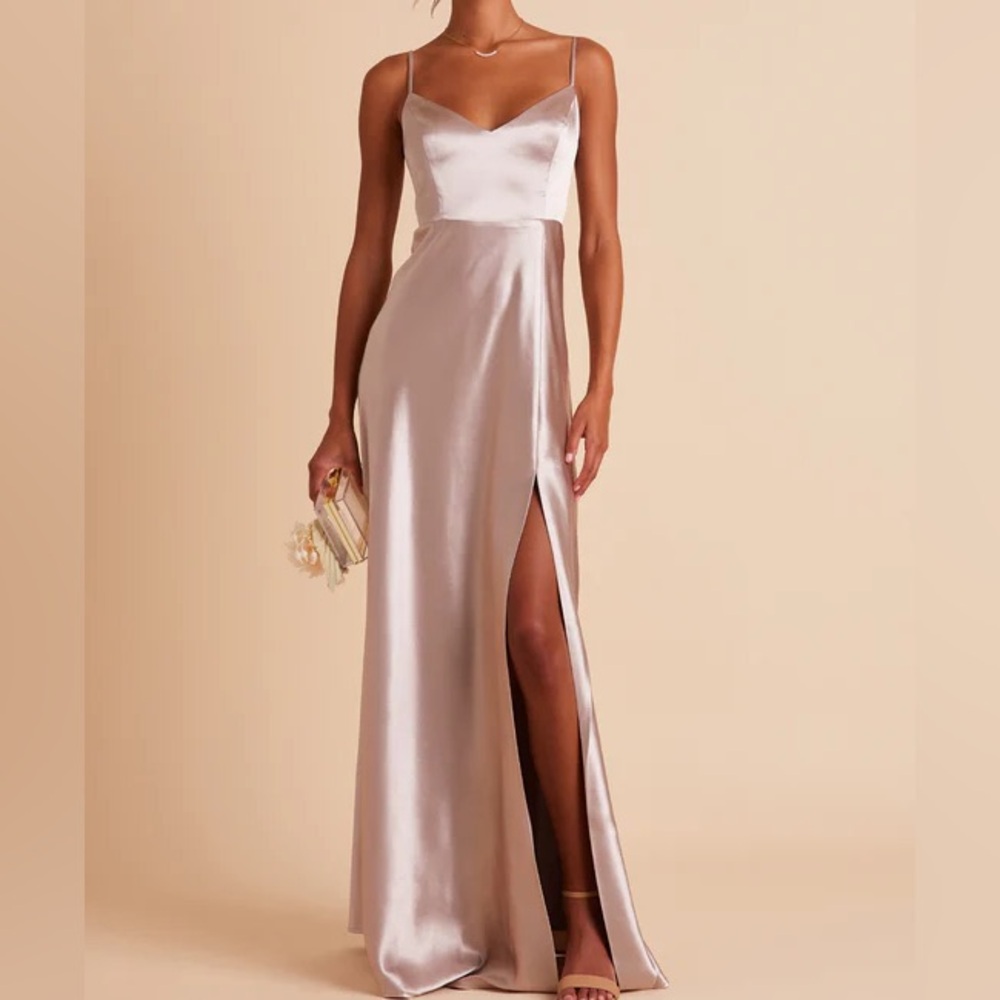 NWT Birdy Grey Jay Shiny Satin Taupe Dress - Large
